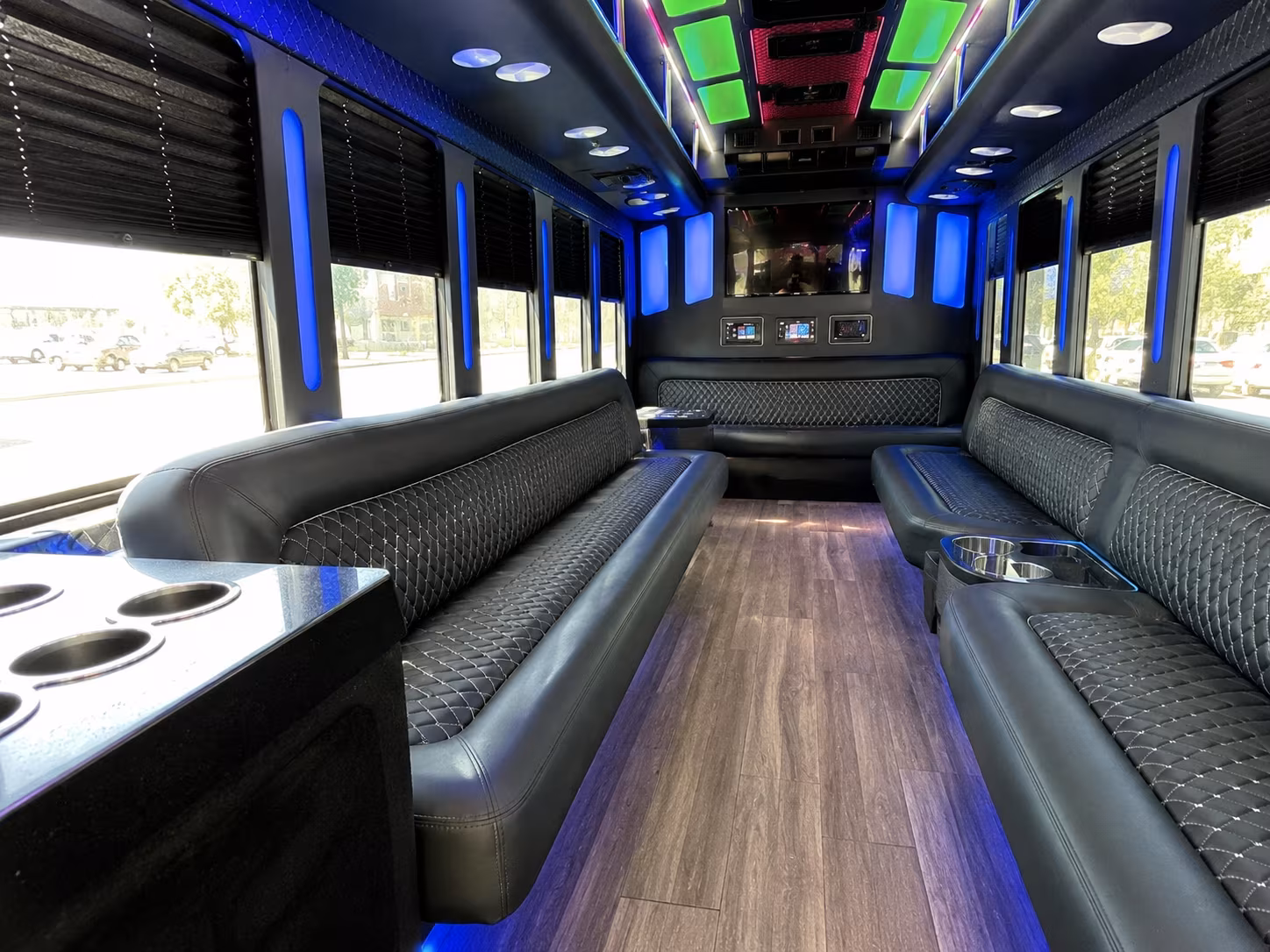 plainfield 15 passenger party bus inside