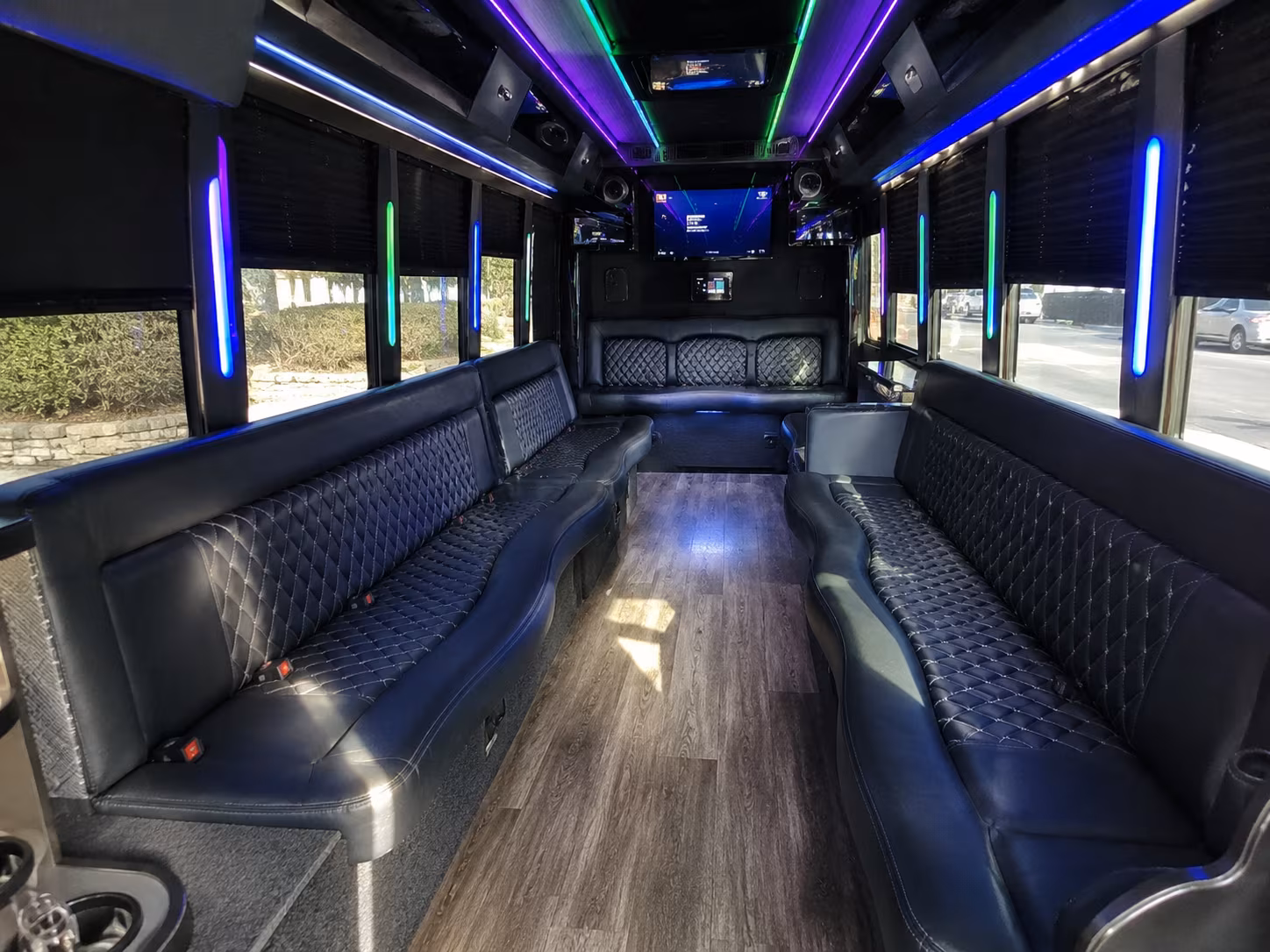 plainfield 15 passenger party bus interior