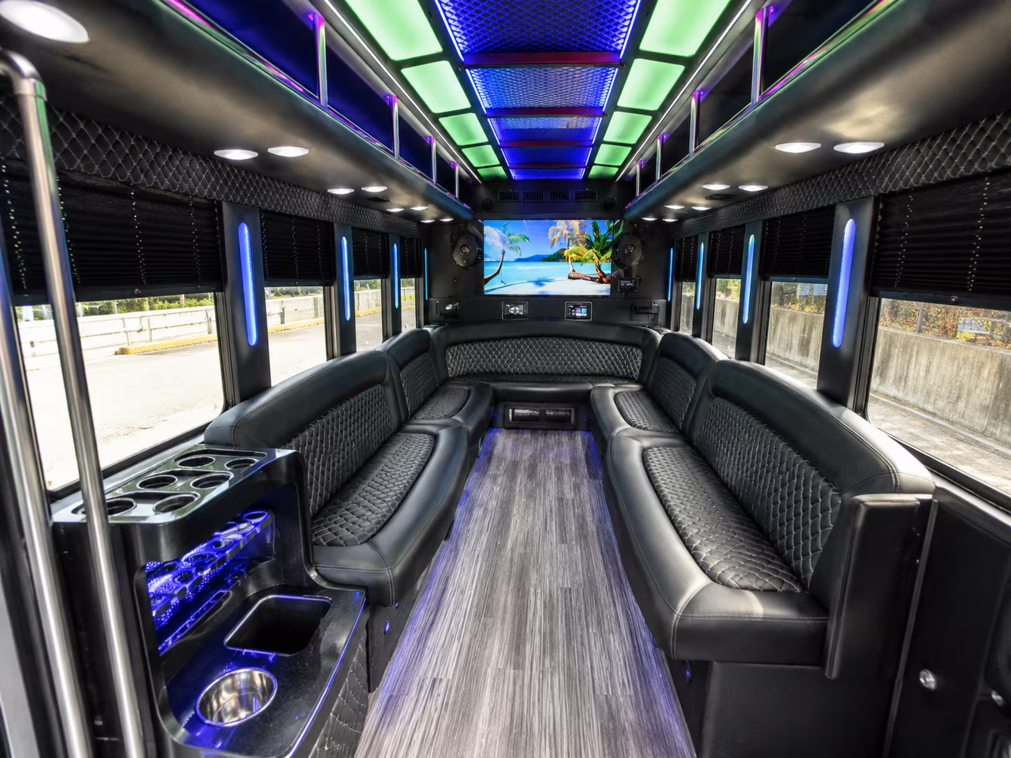 plainfield 18 passenger party bus inside