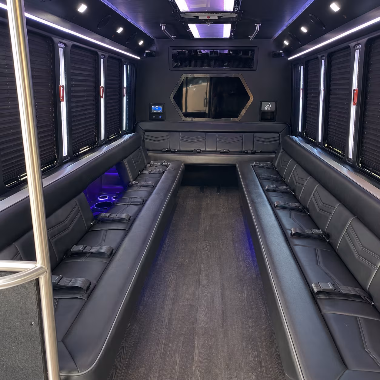 plainfield 18 passenger party bus interior