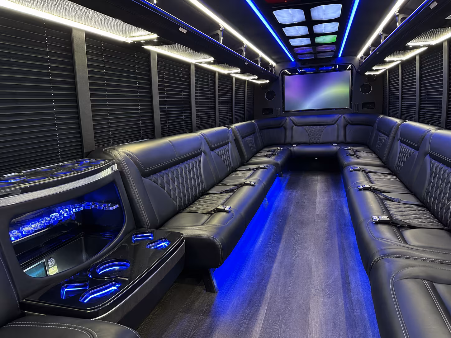 plainfield 20 passenger party bus inside