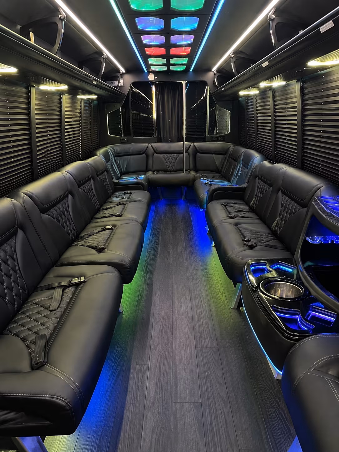 plainfield 20 passenger party bus interior