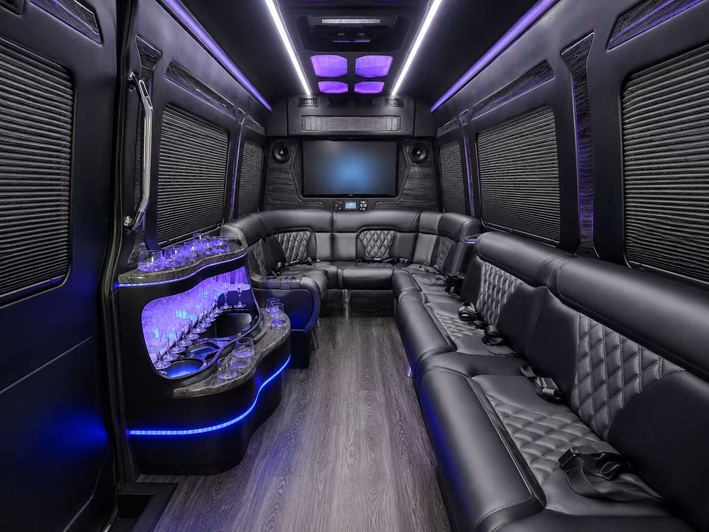 plainfield 25 passenger party bus interior