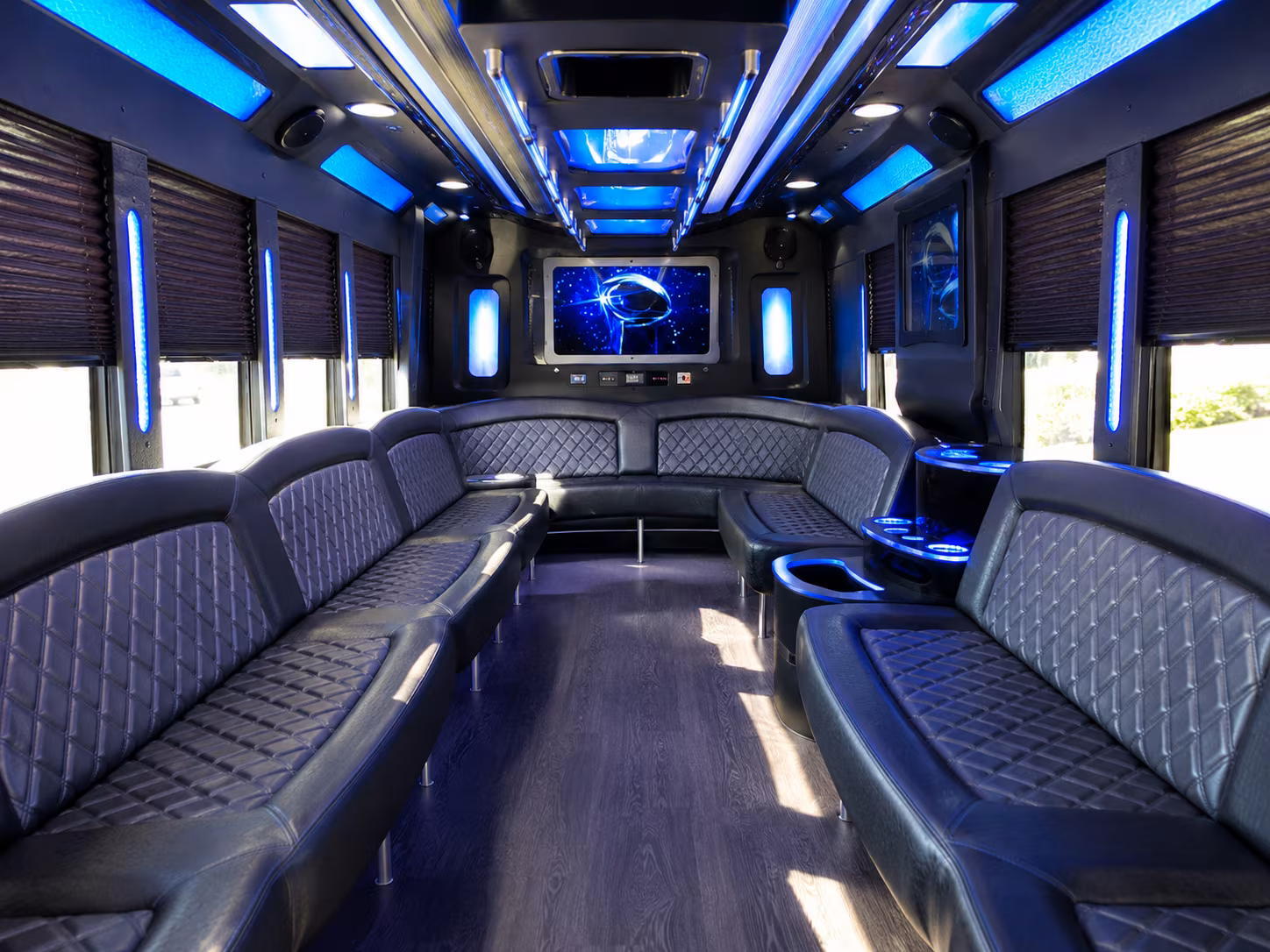 plainfield 28 passenger party bus inside