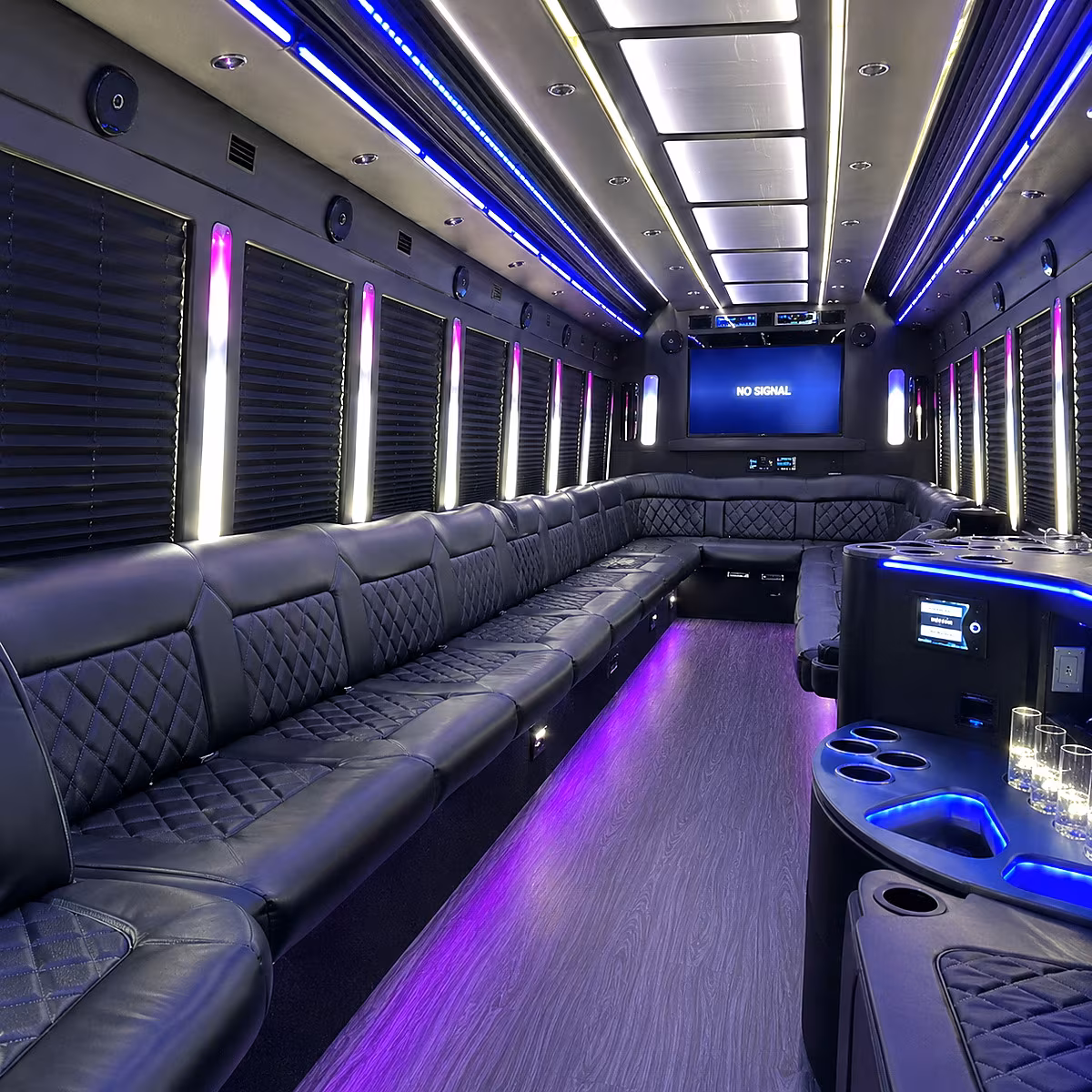 plainfield 30 passenger party bus inside