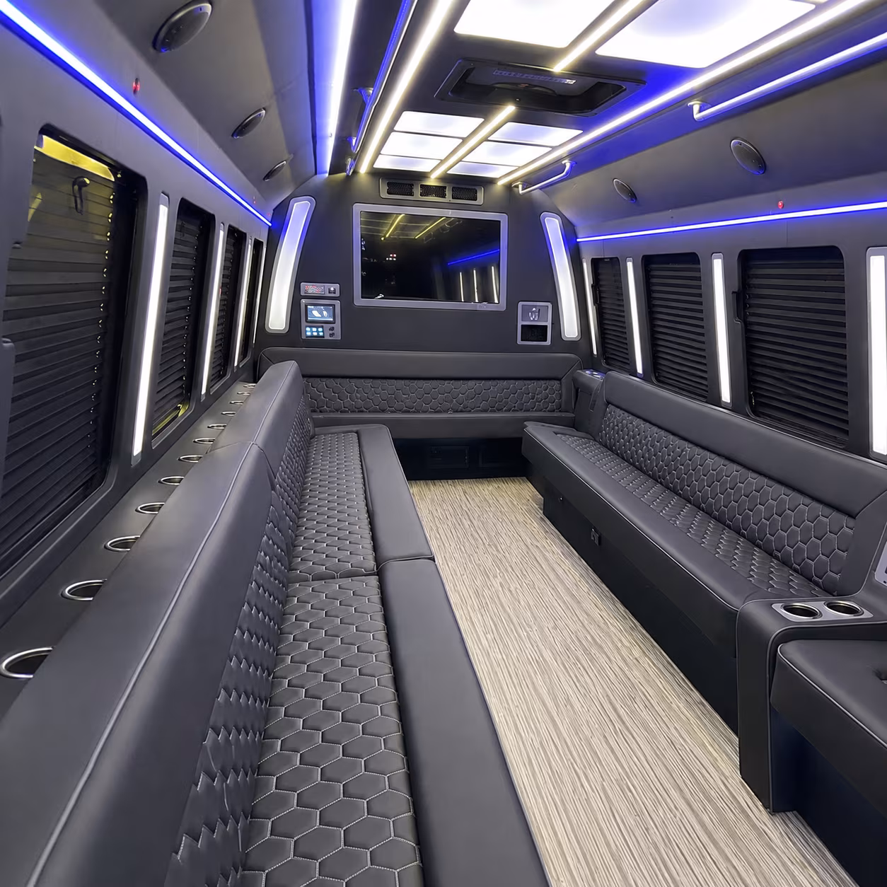 plainfield 40 passenger party bus inside