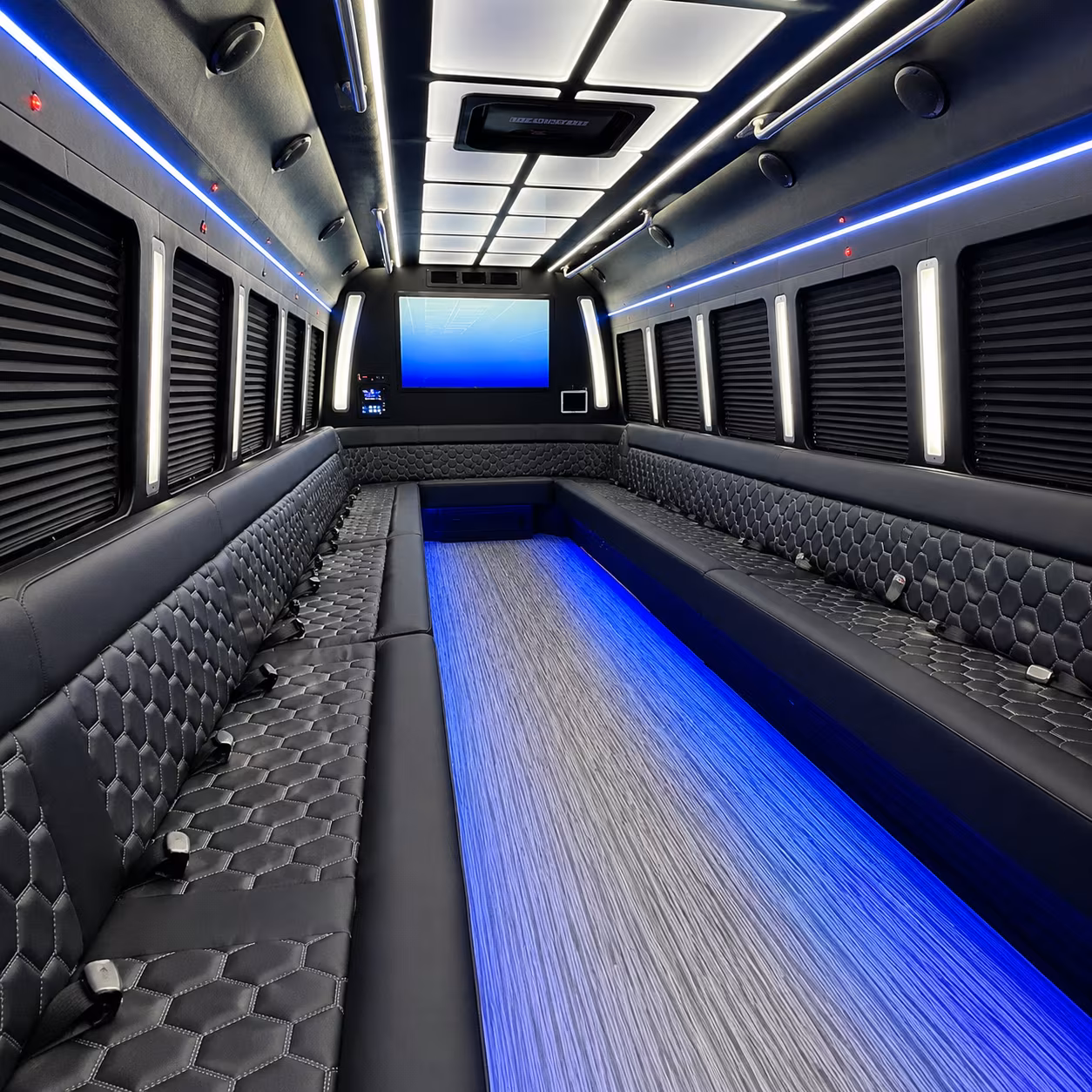 plainfield 50 passenger party bus inside