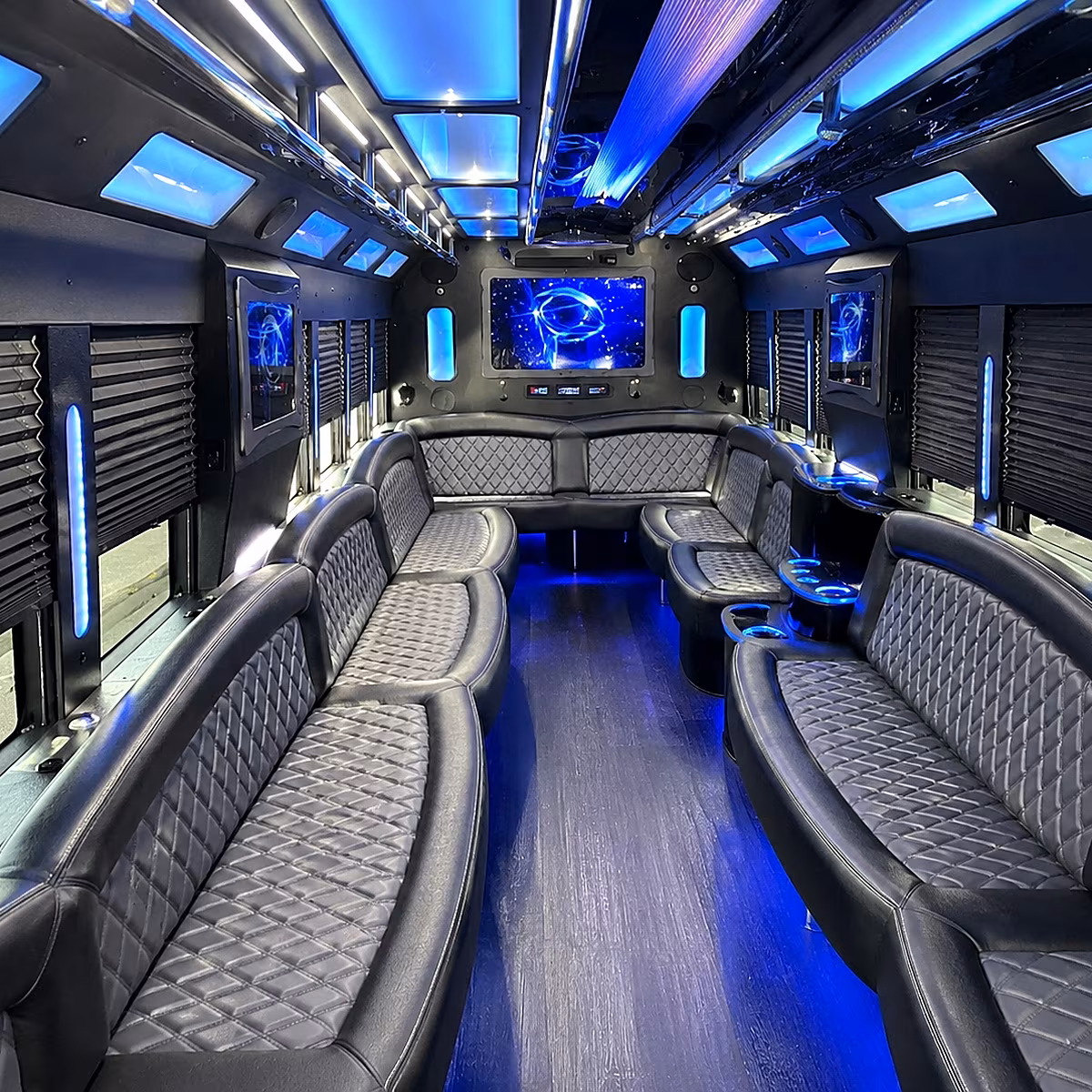 plainfield 50 passenger party bus interior